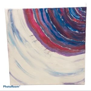 10”x10” white, purple, pink and blue Canvas